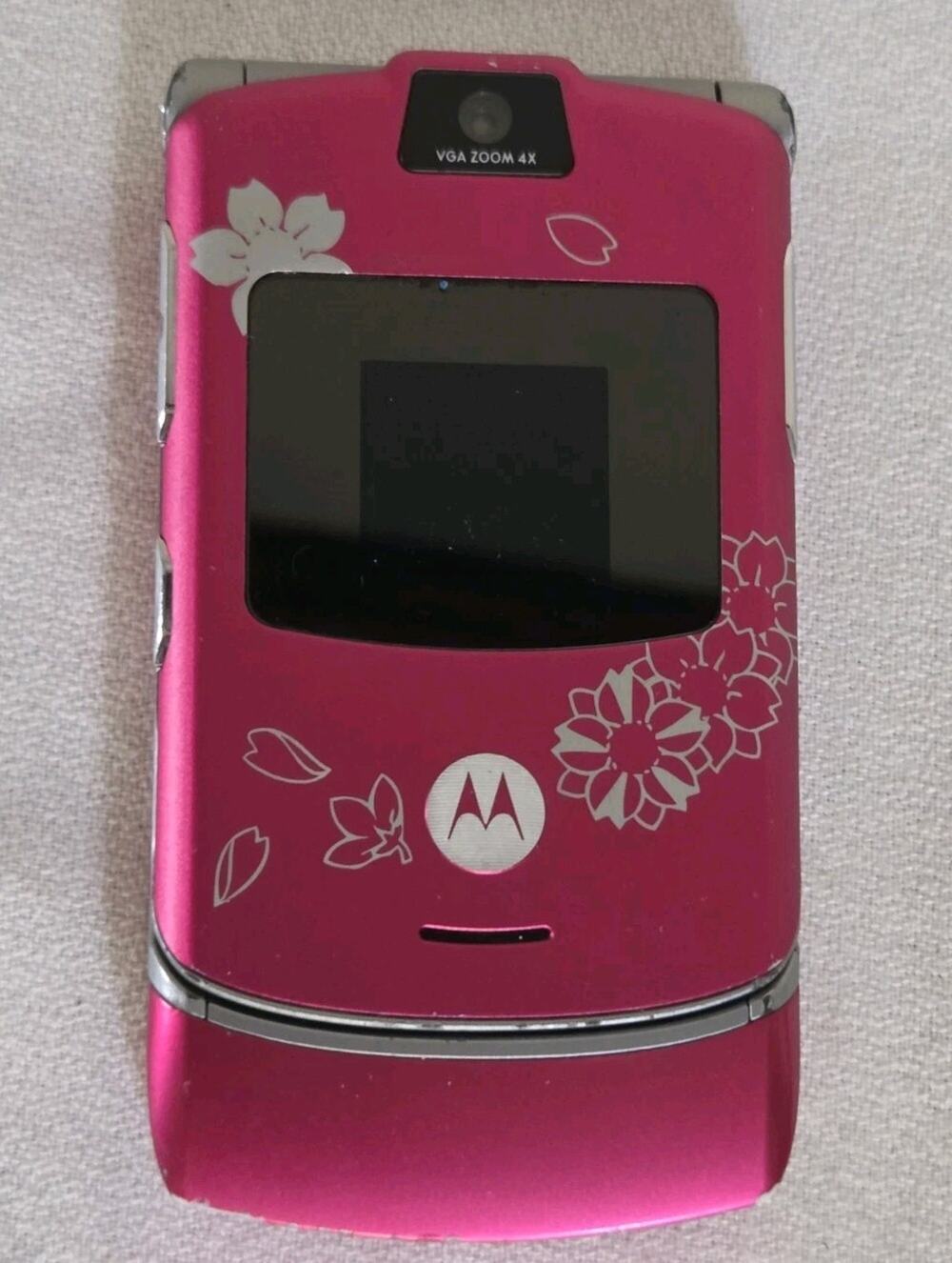 Motorola RAZR V3 Pink Miami Ink Flower Tattoo T-Mobile Very Rare UNTESTED